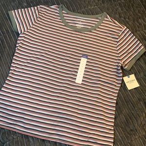 NWT Arizona Jean Co Microstriped Tee, Tiny Fit